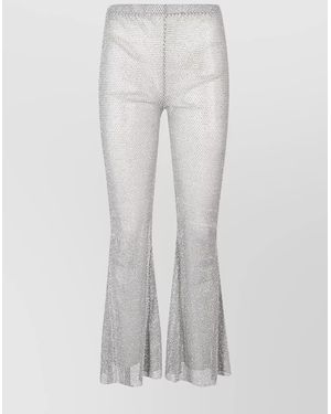 Santa Brands Flare Leg Semi-Sheer Patterned Pants - White