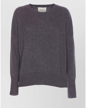 Lisa Yang Crewneck Knitwear With Ribbed Cuffs And Hem - Gray