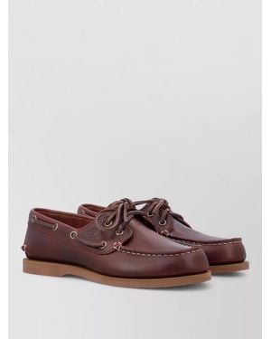 Timberland Lace Up Shoes Eyelet Detailing Rubber Sole - Brown