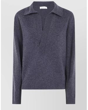 Victoria Beckham Knit Jumper Polo Neckline Long Sleeves - Blue