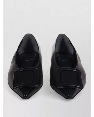 Roger Vivier Pointed Toe Ballerina Court Shoes Buckle Detail - Black