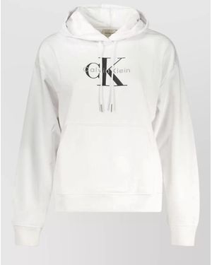 Calvin Klein Cotton Hooded Sweatshirt Kangaroo Pocket - Gray