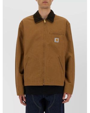 Carhartt "Detroit" Jacket With Contrast Collar And Front Pockets (Summer) - Brown