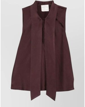 forte_forte Silk Sleeveless Pussy Bow Blouse - Purple