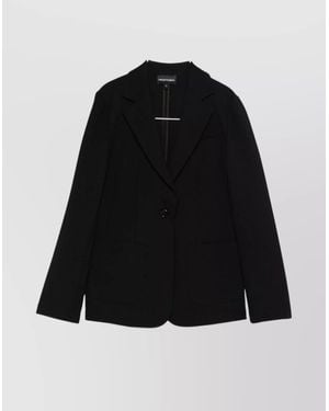 Emporio Armani Tailored Jersey Blazer Featuring Pockets - Black