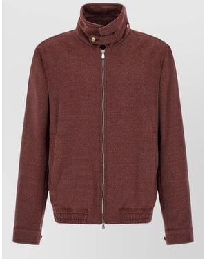 Brunello Cucinelli Virgin Wool Beaver Bomber Jacket - Red