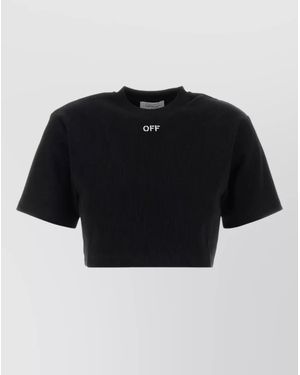 Off-White c/o Virgil Abloh Cropped Stretch Cotton Ribbed T Shirt - Black