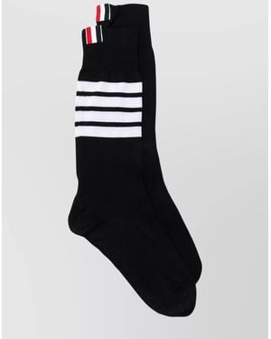 Thom Browne Ribbed Mid Calf Socks - Black