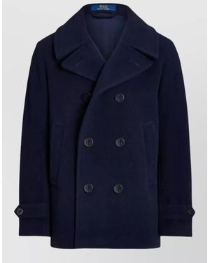 Ralph Lauren Wool Blend Short Double-Breasted Peacoat - Blue