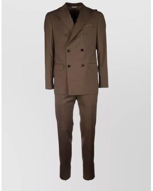 Boglioli Double Breasted Notch Lapel Tailored Suit - Brown