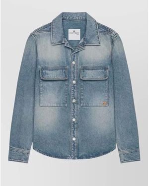Courreges Classic Button-Up Denim Shirt With Flap Pockets - Blue