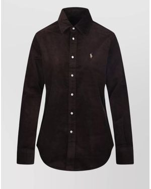 Ralph Lauren Long Sleeve Collared Sport Top - Black