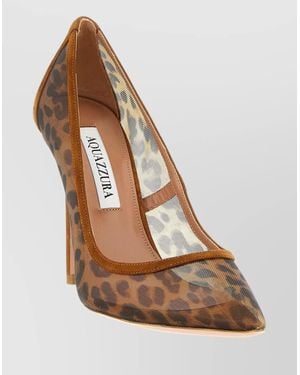 Aquazzura Animal Print Stiletto Court Shoes With Mesh Panelling - Brown
