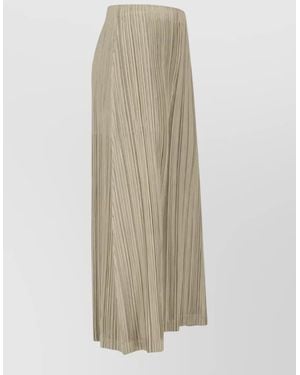 Pleats Please Issey Miyake Straight Pleated Skirt - Natural