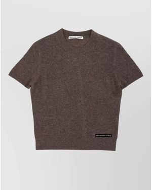 Alexander Wang Knit Logo Crew Neck Short Sleeve Top - Grey