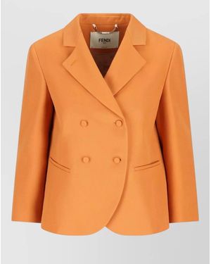Fendi Wool Double-Breasted Blazer - Orange