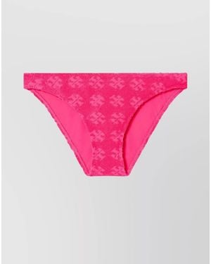 Tory Burch Logo-Print Low-Rise Bikini Bottom - Pink