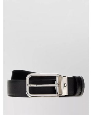 Montblanc Reversible Leather Belt Adjustable Formal Style - Black