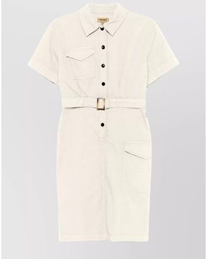 Woolrich Cotton Belted Shirt Dress - Natural