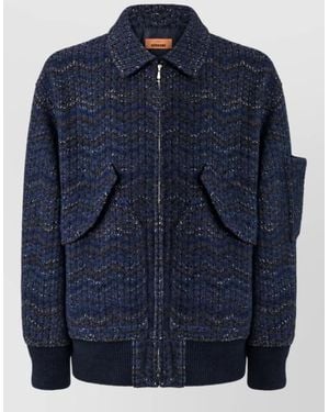 Missoni Cashmere Zigzag Bomber Jacket - Blue