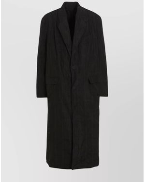 Balenciaga Checked Long Trench Coat - Black