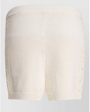Loulou de Saison Shorts Cable Pattern Ribbed Hem Waistband - Natural