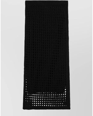 Max Mara Crochet Midi Skirt Sheer Elastic Waistband - Black