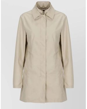 Fay Short Jacket Long Sleeves Waterproof Pockets - Natural