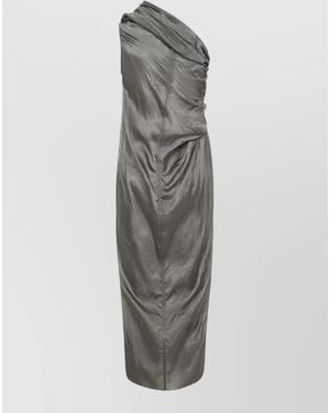 Rick Owens Firbanks Draped Midi One Shoulder Dress - Gray