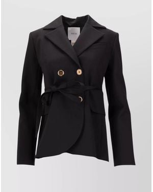 Patou Wool Fitted Belted Blazer - Black