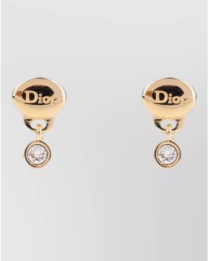 Dior Round Stud Earrings Gemstone Accent Design - Natural