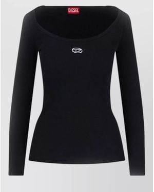 DIESEL Jumper Fitted Silhouette Scoop Neckline Long Sleeves - Black