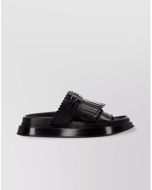 McQueen Leather Slippers - Black