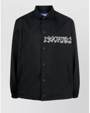 Junya Watanabe Nylon Graphic-Print Shirt Jacket - Black