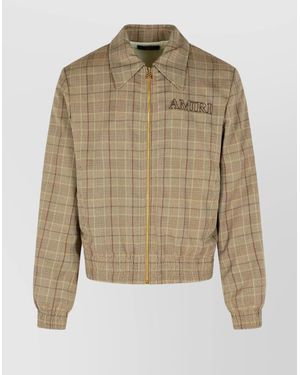 Amiri Virgin Wool Blend Jacket With Point Collar - Natural
