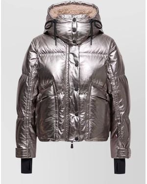 Moncler Down Metallic Hooded Puffer Jacket - Gray