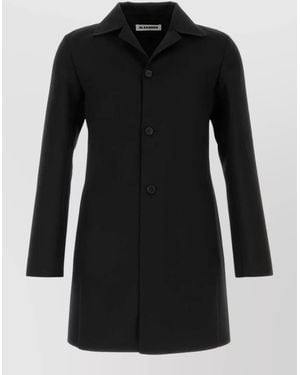 Jil Sander Wool Blend Coat Long Sleeves Design - Black