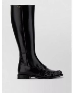 Prada Leather Knee-High Boots - Black