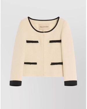 Valentino Garavani Textured Fabric Jacket Featuring Pockets - Natural
