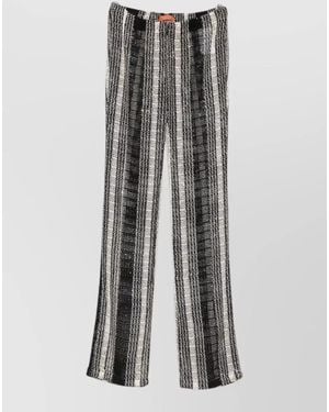 Missoni Knit Striped Trousers Sequin Detail Waistband - Grey