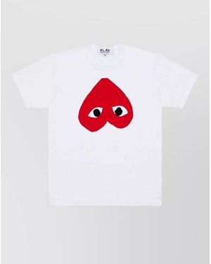 Comme des Garçons Crew Neck Graphic Print Short Sleeve Top - Red