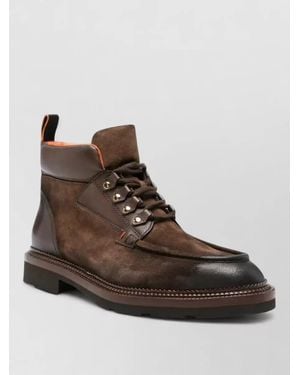 Santoni Leather Military Boots - Brown
