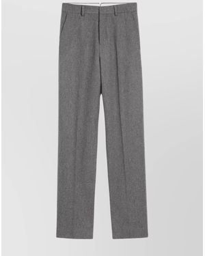 Ami Paris Virgin Wool Pleated Wide-Leg Pants - Gray