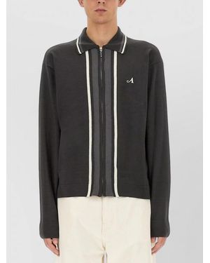 AWAKE NY Zip Front Knit Shirt Long Sleeves - Black