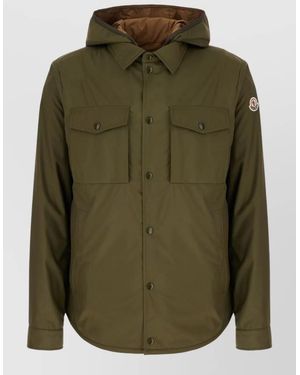 Moncler Chirano Hooded Polyester Jacket Front Pockets - Green