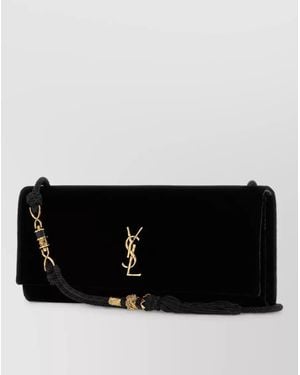 Saint Laurent Na Velvet Clutch Bag - Black