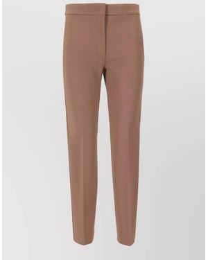 Max Mara Jersey Tailored Pants Belt Loops Side Pockets - Natural