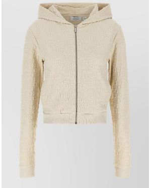 Off-White c/o Virgil Abloh Terry Hooded Sweatshirt Ribbed Cuffs Hem - Natural