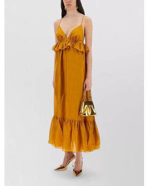 Zimmermann Rhiannon Dress Deep V Open Back Maxi - Metallic