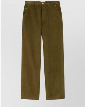 Ami Paris Cotton Wide-Leg Corduroy Pants - Green